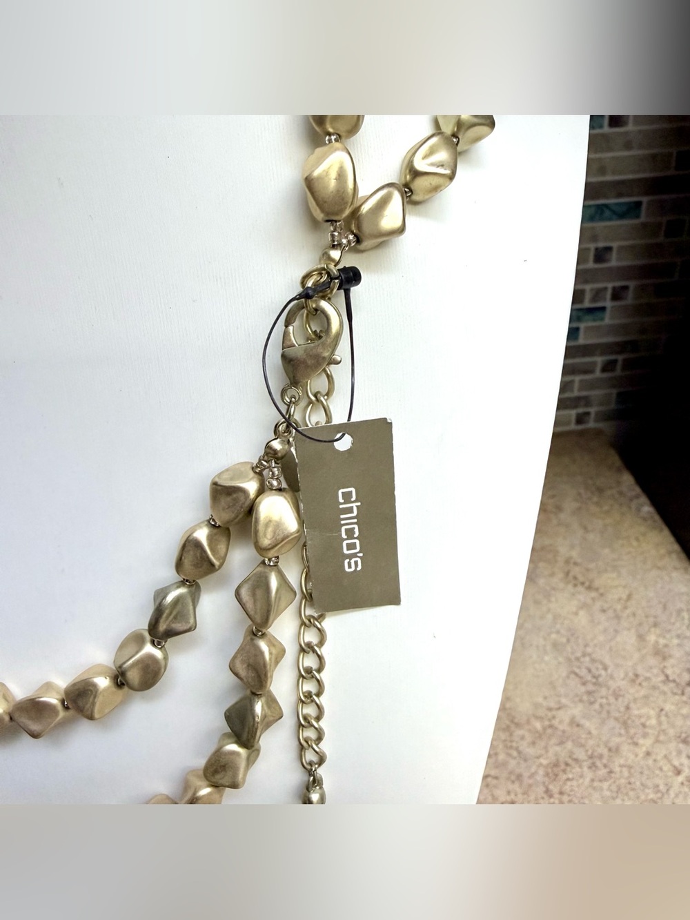 NWT Chico’s double strand gold tone nugget necklace - Picture 3 of 4